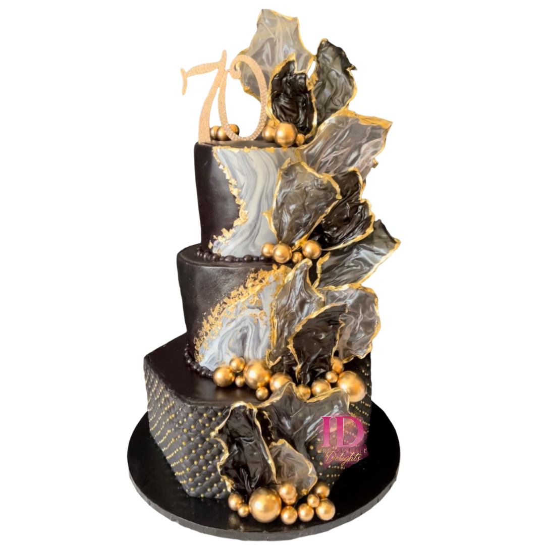 Black and gold cake